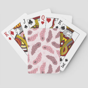 pattern with peacock feathers playing cards