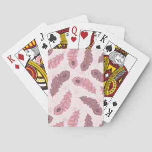 pattern with peacock feathers playing cards
