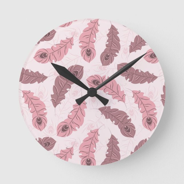 pattern with peacock feathers round clock (Front)