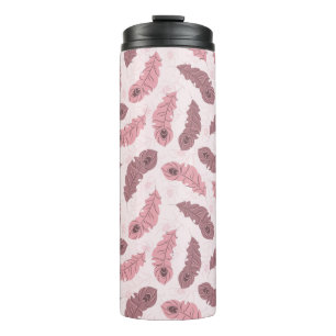 pattern with peacock feathers thermal tumbler