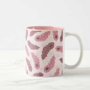 pattern with peacock feathers Two-Tone coffee mug