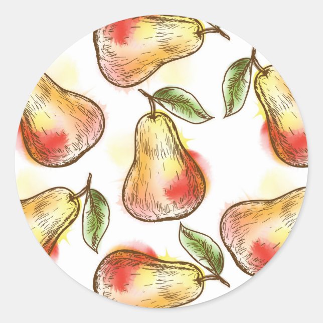 Pattern with pear classic round sticker (Front)