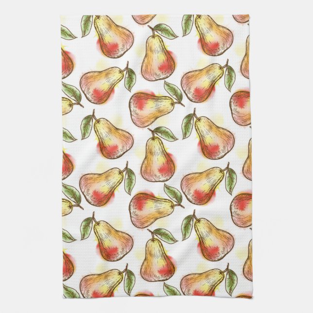 Pattern with pear tea towel (Vertical)
