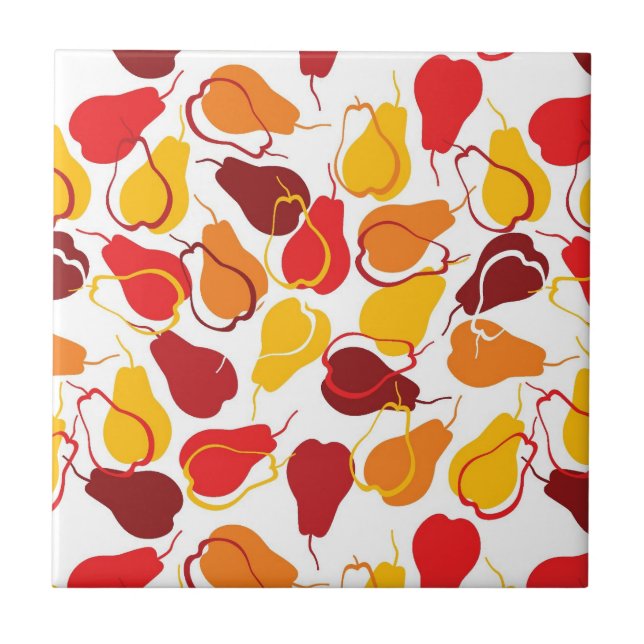 Pattern with pears ceramic tile (Front)