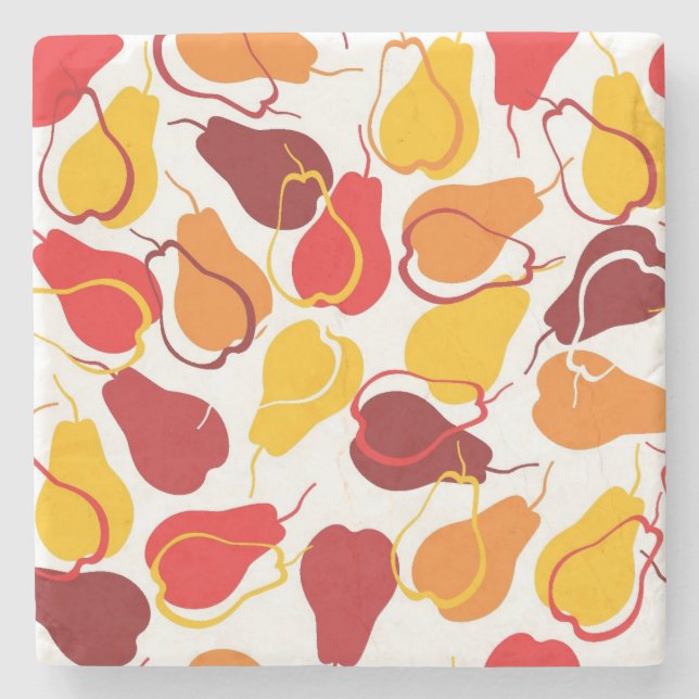 Pattern with pears stone coaster (Front)