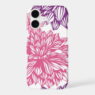 Pattern with pink asters and dahlia