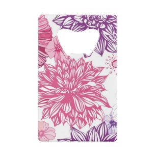 Pattern with pink asters and dahlia