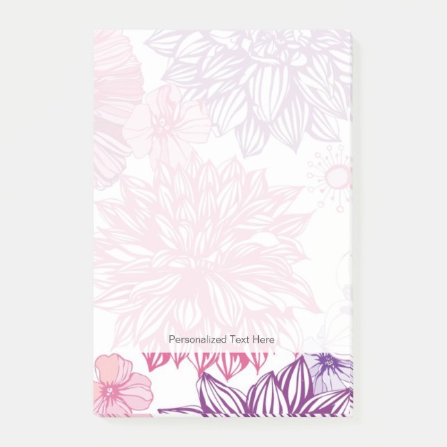 Pattern with pink asters and dahlia post-it notes (Front)