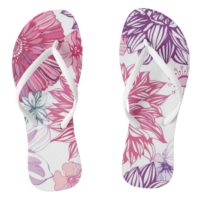 Pattern with pink asters and dahlia thongs (Footbed)