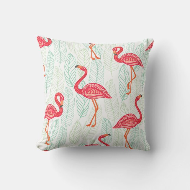Pattern with pink flamingo ornaments on a backgrou cushion (Front)