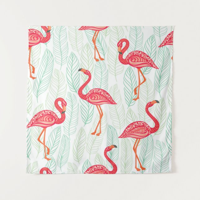 Pattern with pink flamingo ornaments on a backgrou tapestry (Front)