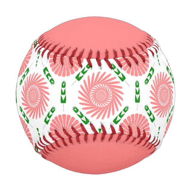  pattern with pink flowers   baseball (Front)