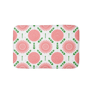  pattern with pink flowers   bath mat