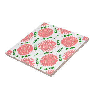  pattern with pink flowers   ceramic tile