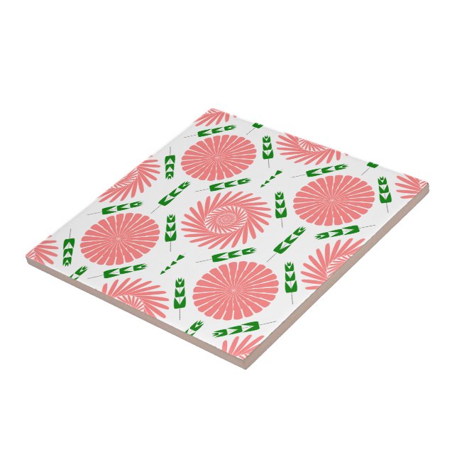  pattern with pink flowers   ceramic tile (Side)