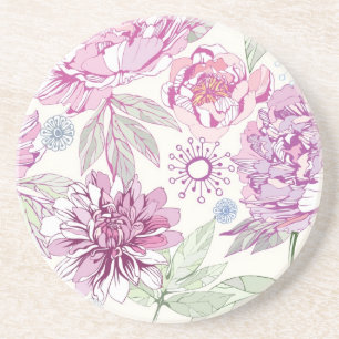Pattern with pink flowers coaster