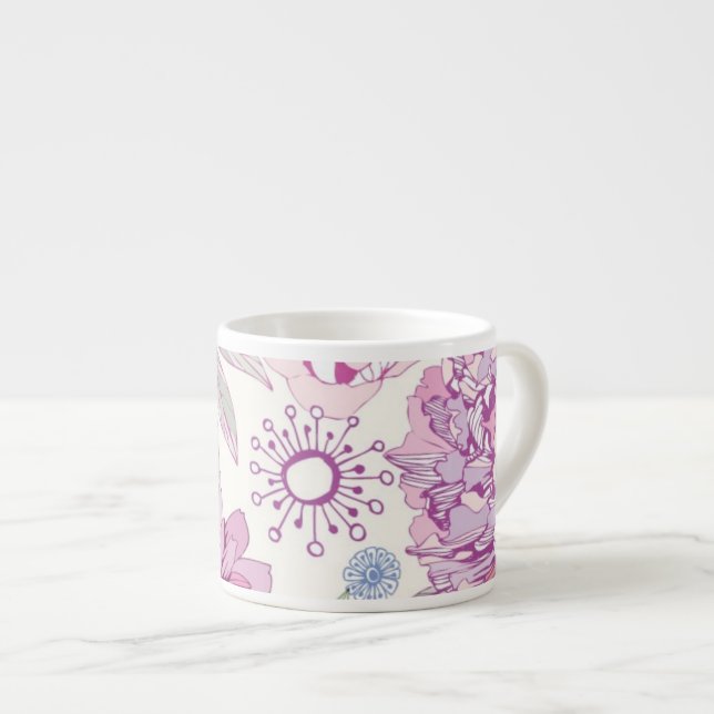 Pattern with pink flowers espresso cup (Front Right)