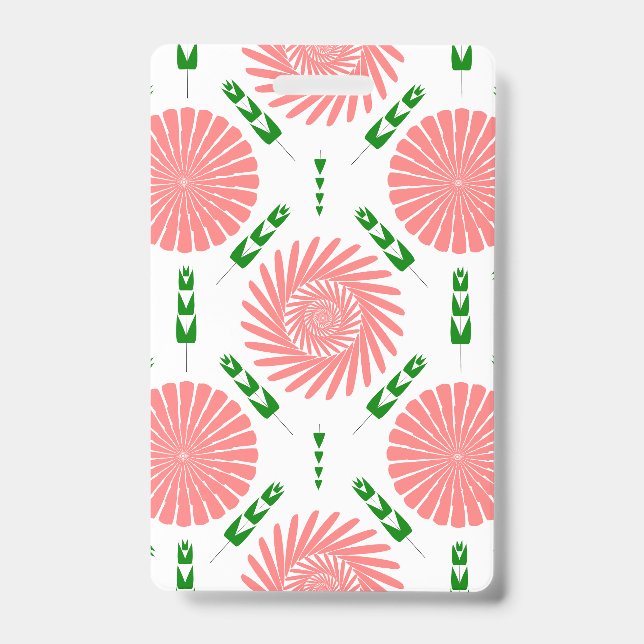  pattern with pink flowers   ID badge (Front)