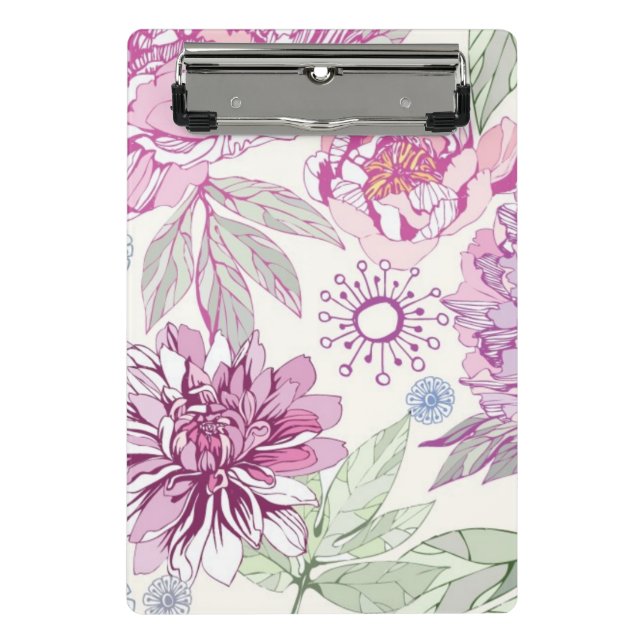 Pattern with pink flowers mini clipboard (Front)
