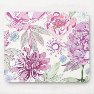 Pattern with pink flowers mouse pad