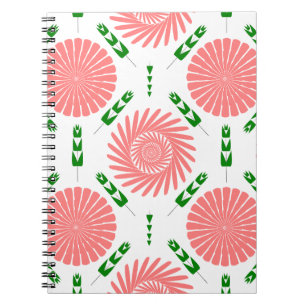  pattern with pink flowers  notebook