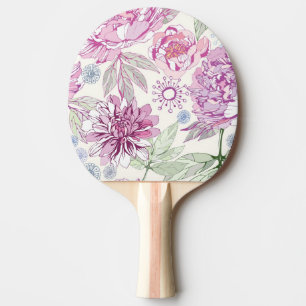 Pattern with pink flowers ping pong paddle