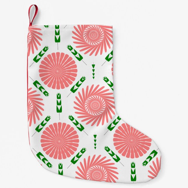 pattern with pink flowers  small christmas stocking (Front)