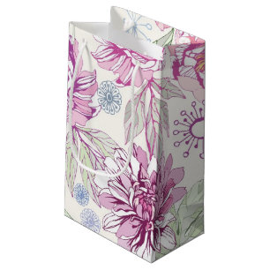 Pattern with pink flowers small gift bag