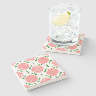  pattern with pink flowers   stone coaster