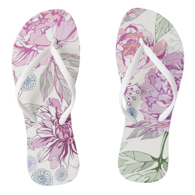 Pattern with pink flowers thongs (Footbed)