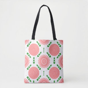pattern with pink flowers tote bag