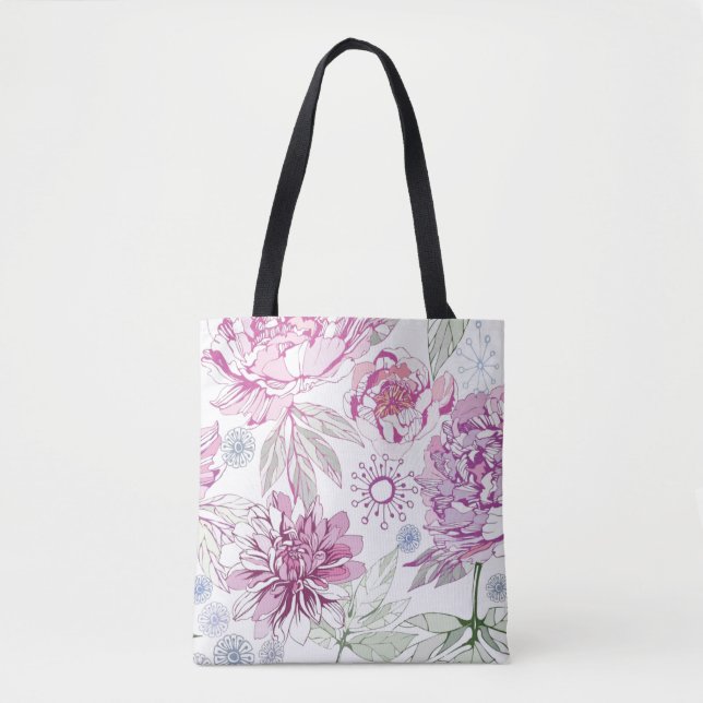 Pattern with pink flowers tote bag (Front)