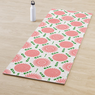  pattern with pink flowers  yoga mat