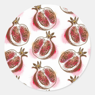 Pattern with pomegranate classic round sticker