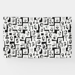 Pattern with portraits of the greatest composers banner