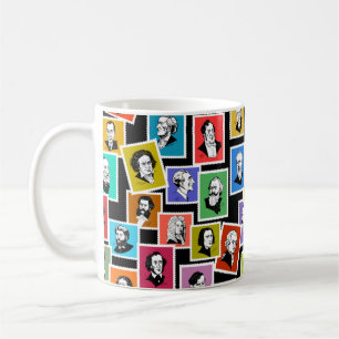 Pattern with portraits of the greatest composers coffee mug