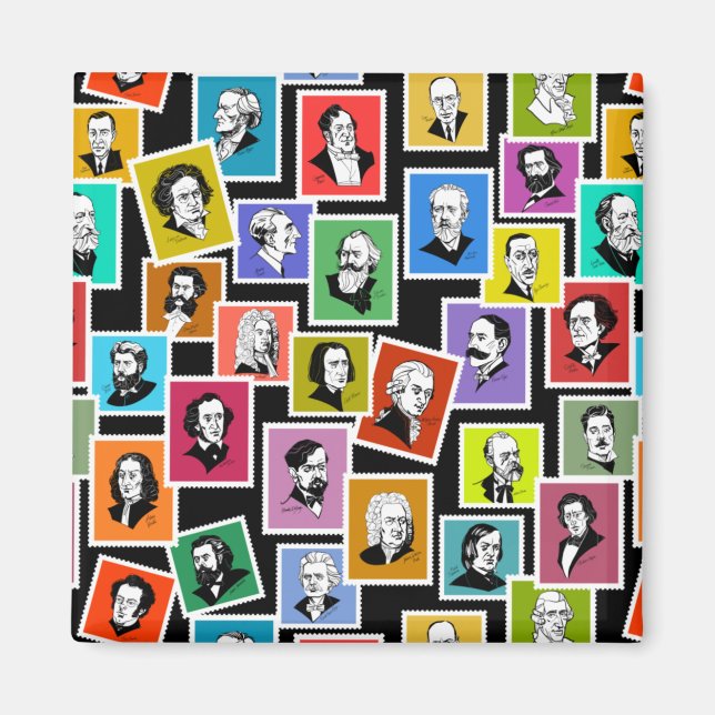 Pattern with portraits of the greatest composers magnet (Front)
