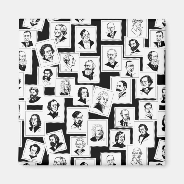 Pattern with portraits of the greatest composers magnet (Front)