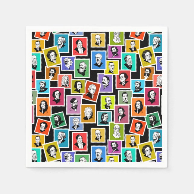 Pattern with portraits of the greatest composers napkin (Front)