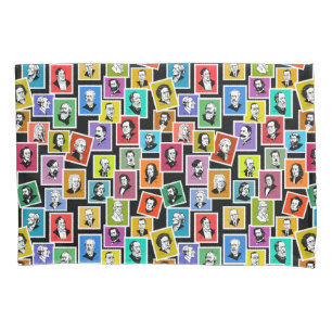 Pattern with portraits of the greatest composers pillowcase