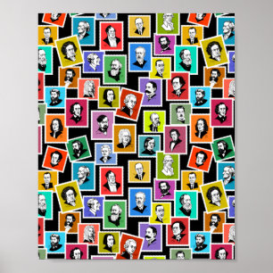 Pattern with portraits of the greatest composers poster