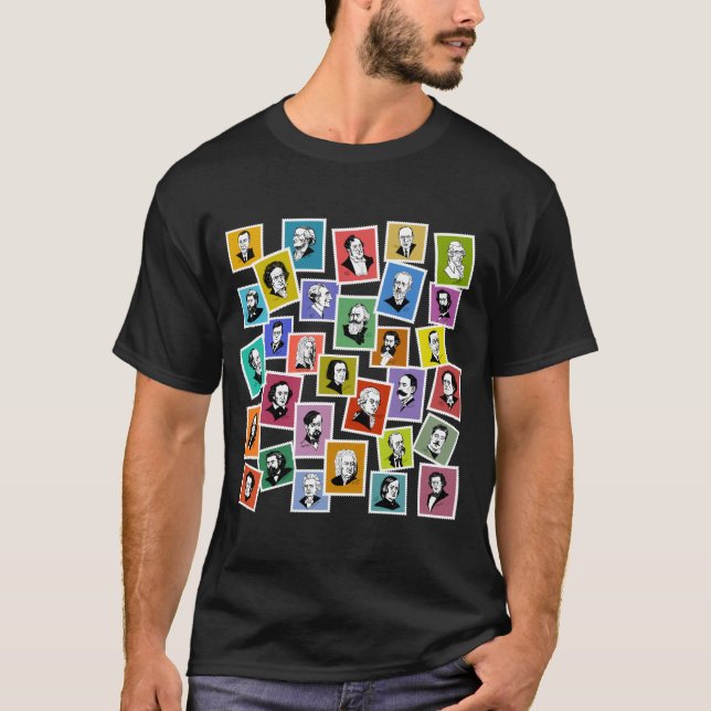 Pattern with portraits of the greatest composers  T-Shirt (Front)