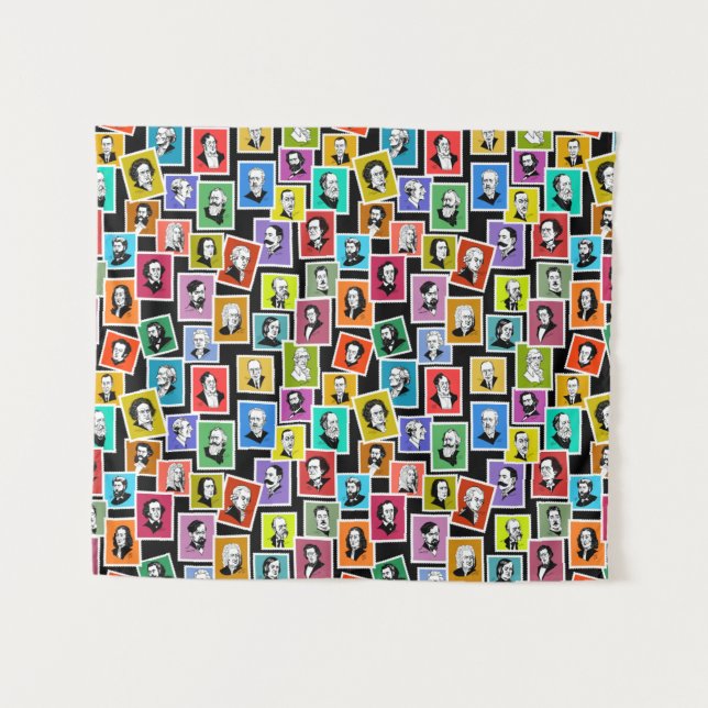 Pattern with portraits of the greatest composers tapestry (Front (Horizontal))