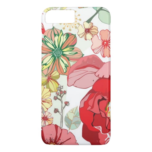 Pattern with red flowers Case-Mate iPhone case (Back)