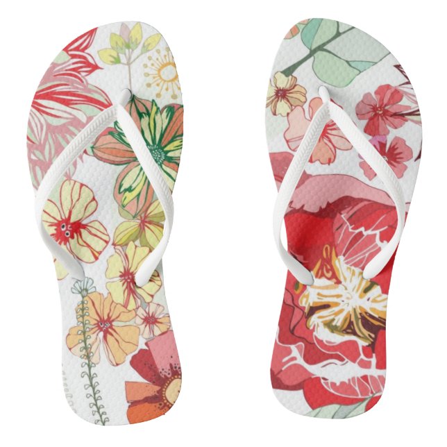 Pattern with red flowers thongs (Footbed)