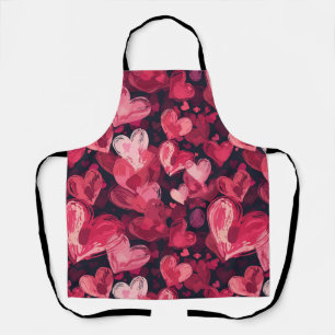pattern with red hearts for Valentines Day  Apron
