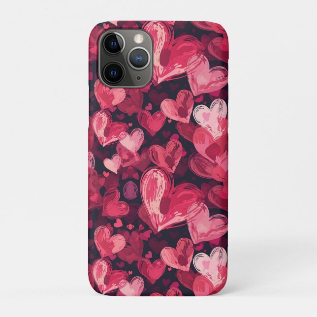 pattern with red hearts for Valentines Day  Case-Mate iPhone Case (Back)