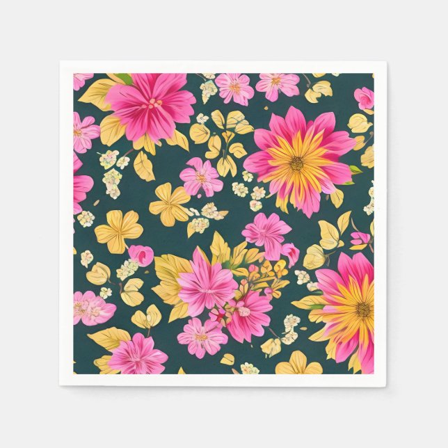 Pattern with retro pattern of flowers. napkin (Front)