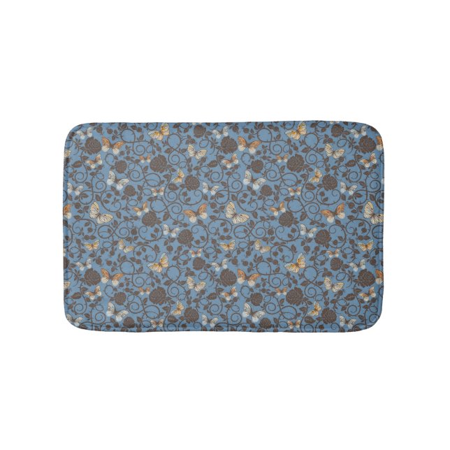 pattern with roses and butterfly bath mat (Front)
