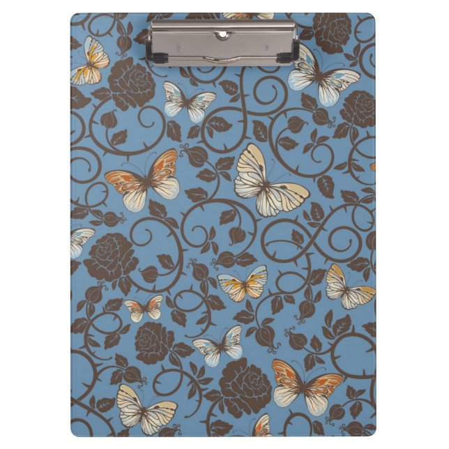 pattern with roses and butterfly clipboard (Front)